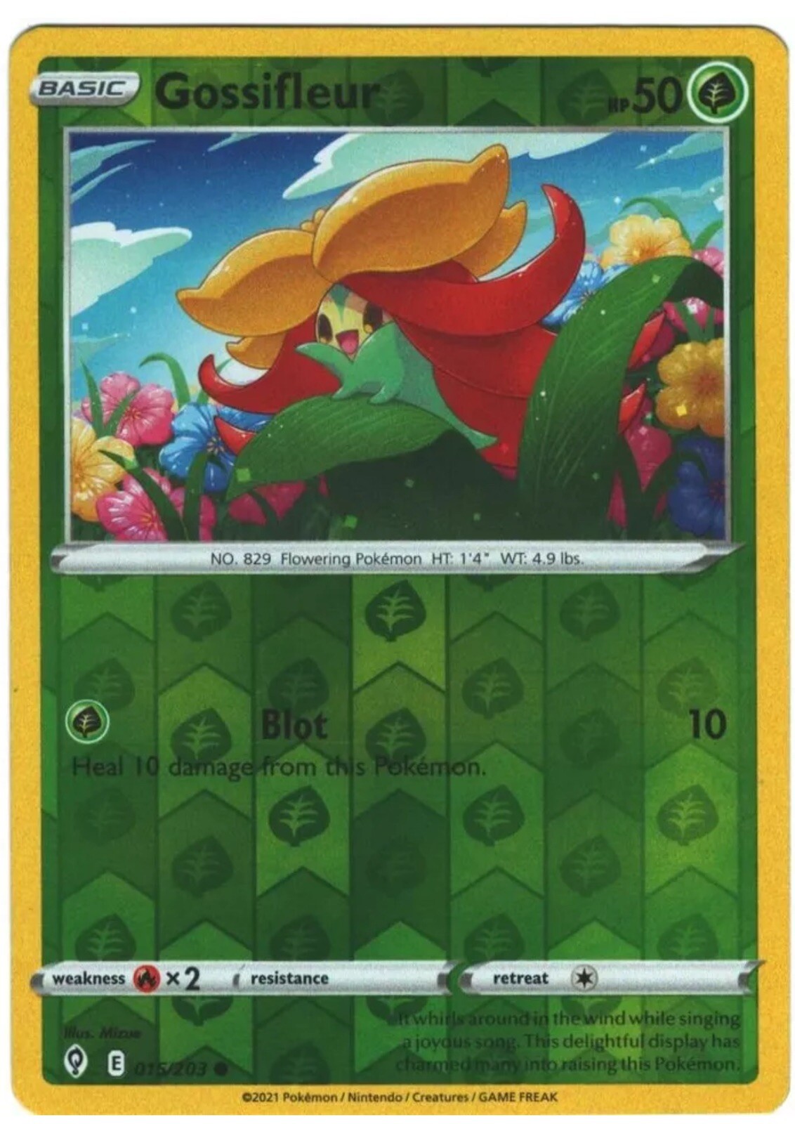 Gossifleur 15/203 Evolving Skies Reverse Holo Common Pokemon Card TCG 015/203