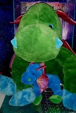   Dan Dee / Green Dragon Blue Feet w/Matching Baby Blue Dragon 27" Jumbo Plush 