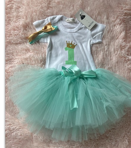 Tutu Dress Size 12 Months Baby Girl first Birthday Outfit New 3 Pieces - Bild 2 von 3