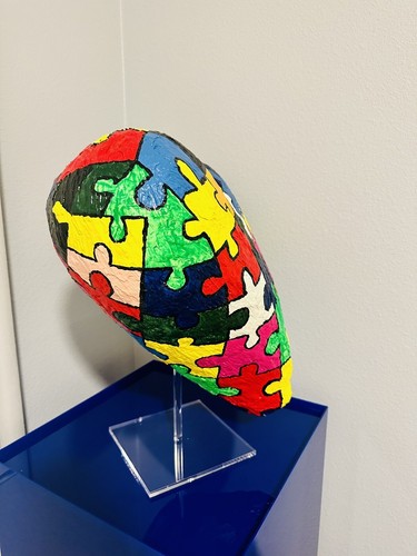 3D Heart Puzzle Autism Awareness Heart Design . Modern Art Sculpture - Picture 9 of 16