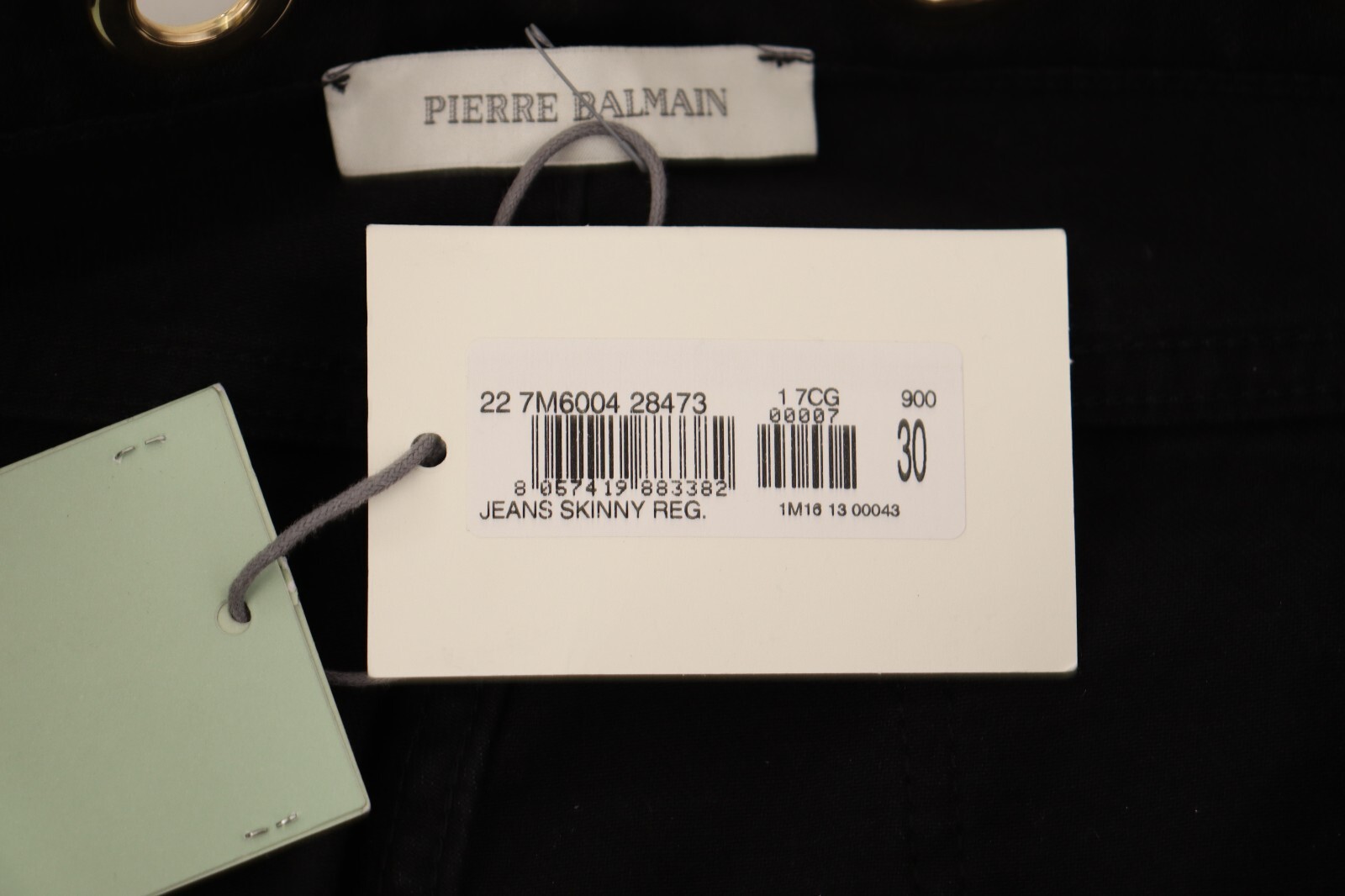PIERRE BALMAIN Jeans Black Cotton Stretch Embellished Skinny Denim W30 RRP $1000 image 6