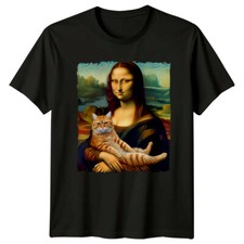 Mona Lisa Cat Parody T-Shirt, Funny Cat Art Tee