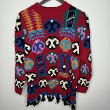 Vintage Rebecca Stone Cream Embroidered Cottage Core Cardigan Sweater Size M