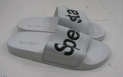 white Wide Band Open Toe Slides Flat Sandal ''SUPER STAR ''  WOMEN Size 8