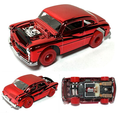 1pc Custom 1949 Ford Mercury Candy Ch Red Coupe SHARONs BullDog Chassis Slot Car