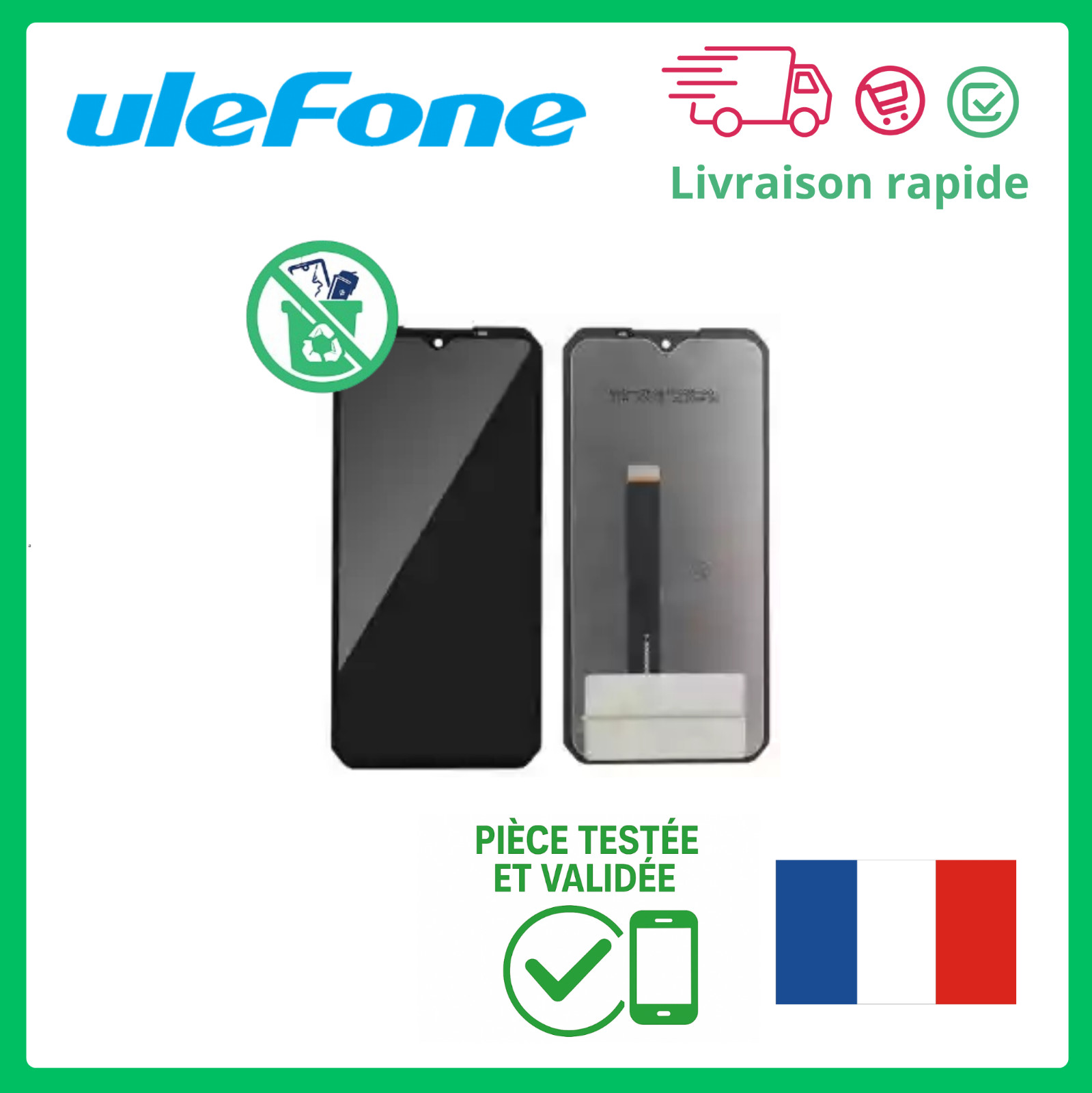 Écran LCD Ulefone Armor X5 Noir avec Vitre Tactile Assemblée