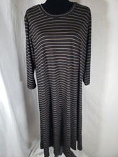 Black and Gold Striped 3/4th Length Sleeve Maxi Dress Sz 2XL