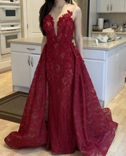 Red Tarik Ediz size 4 dress. Detachable overskirt. Pageant, prom, evening gown