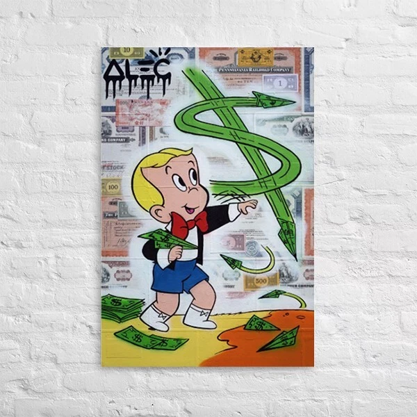 Alec Monopoly Canvas Print "Richie Throwing _ Paper Airplanes" Wall Art - Image 2 of 4