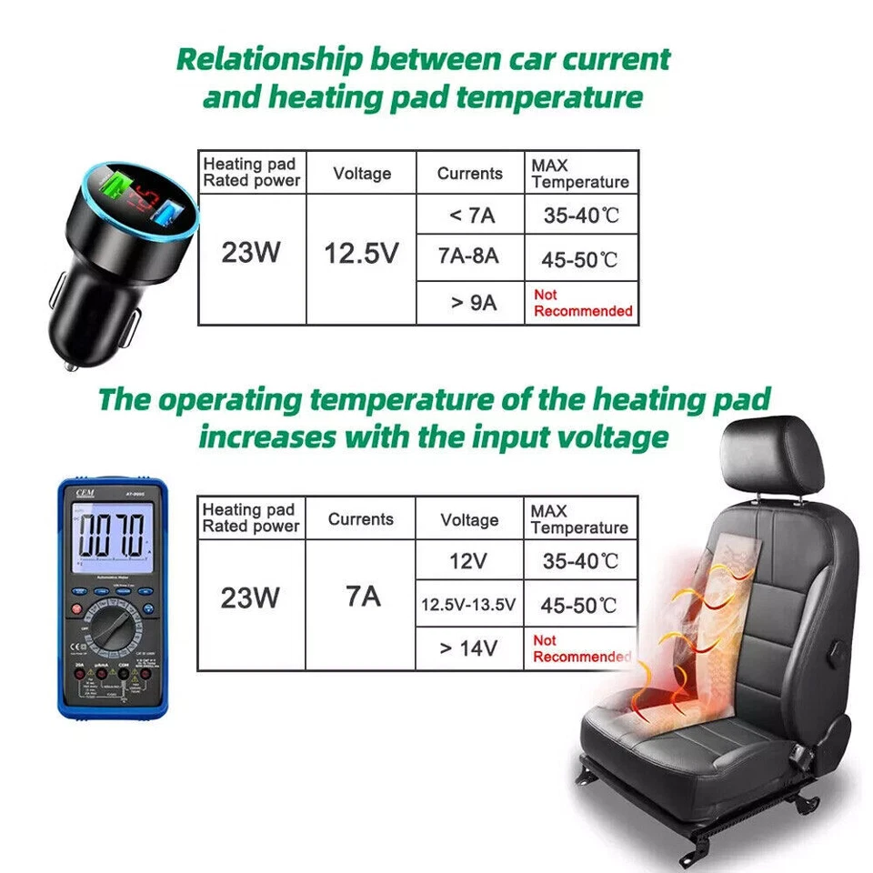 Universal Car Seat Heater Kit For 2-Seat Carbon Fiber Heating Pad 3-Level Switch - Image 2 of 4