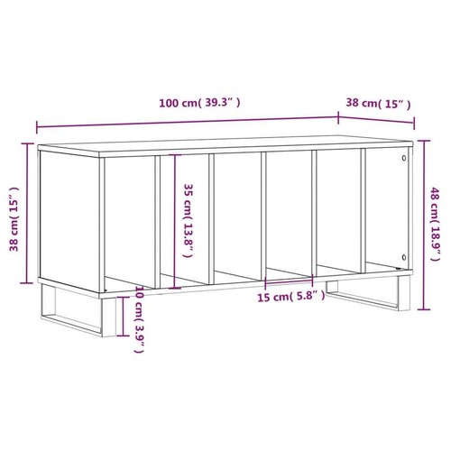 Mobile Porta Dischi Nero 100x38x48 cm in Legno truciolato - Foto 9 di 9