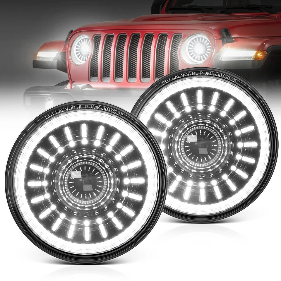 Faros LED redondos brillantes antirreflejo J1 de 7′′ con degradado de arranque Welcome Halo Foto 3 de 4