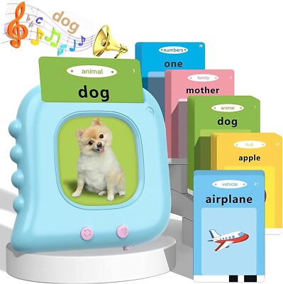 Toddler Toys Talking Flash Cards 224 Sight Words Pocket Speech for Toddlers Blue