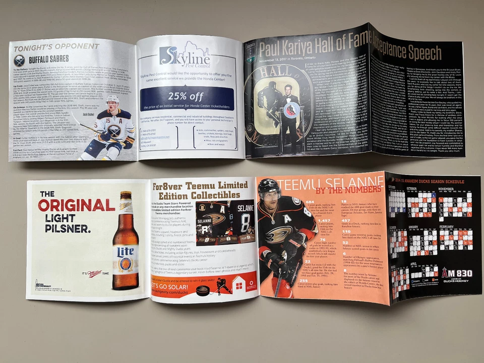 Anaheim Ducks Teemu Selanne & Paul Kariya  Retirement Night Game Program Poster - Image 2 of 2