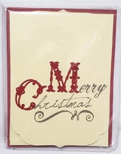 Set of 6 NOUVEAU NOEL Holiday Note Cards 3.75" x 5" - MERRY CHRISTMAS