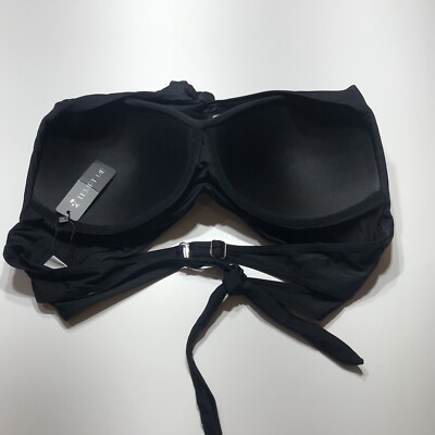 Tempt Me Bikini Top Womens Size 18W Black Halter w/ Built-In Push Up Bra NWT