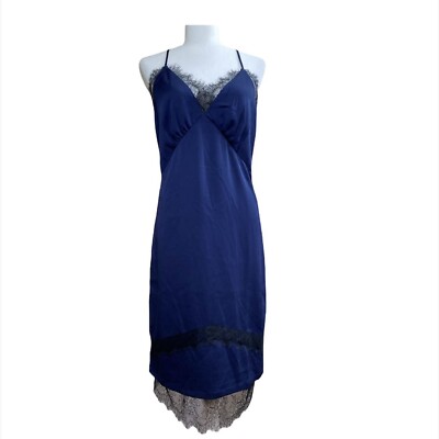 Adelyn Rae Blue Slip Midi Dress w/ Black Lace Trim Size Small NWT | eBay Adelyn Rae Blue Slip Midi Dress w/ Black Lace Trim Size Small NWT | eBay