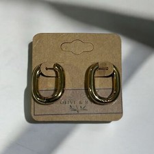 Chunky Gold Plated Stainless Steel Square Huggie Hoop Earrings