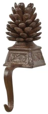 XM81 Cast Iron Pinecone Christmas Stocking Hanger Brown 7.75" H