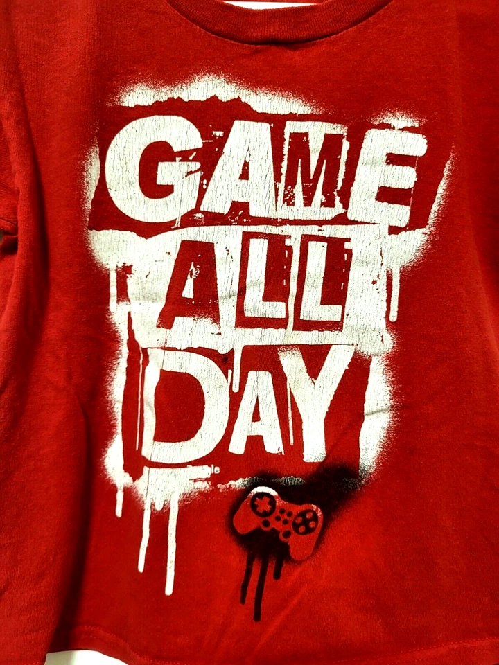 GILDAN Red Tee Game All Day Short Sleeves Kids 6/7 - Image 2 of 4