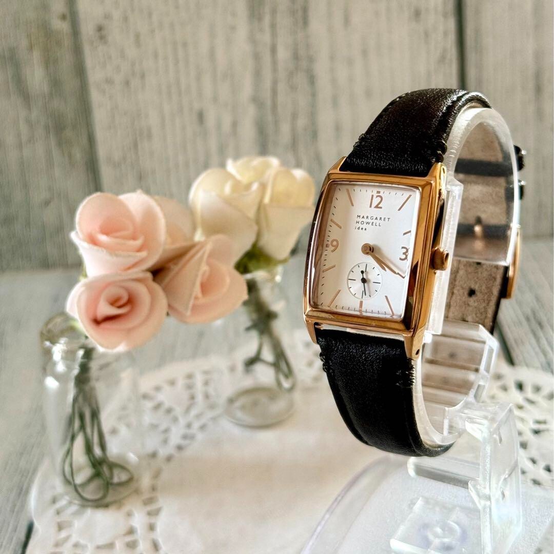 MARGARET HOWELL watch Square Small Seconds Rare Used Japan Check