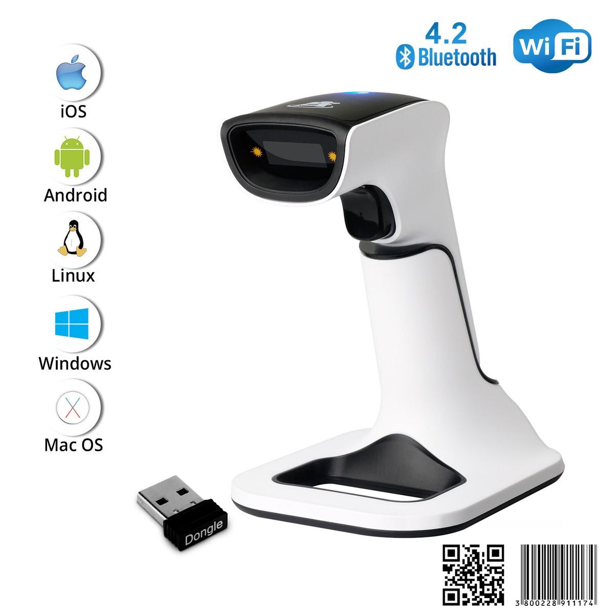 NETUM Bluetooth 2D Barcode Scanner, 3-in-1 Small Portable