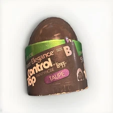 Vintage Leggs Sheer Toe Elegance Control Top Pantihose Hosiery Taupe Size B