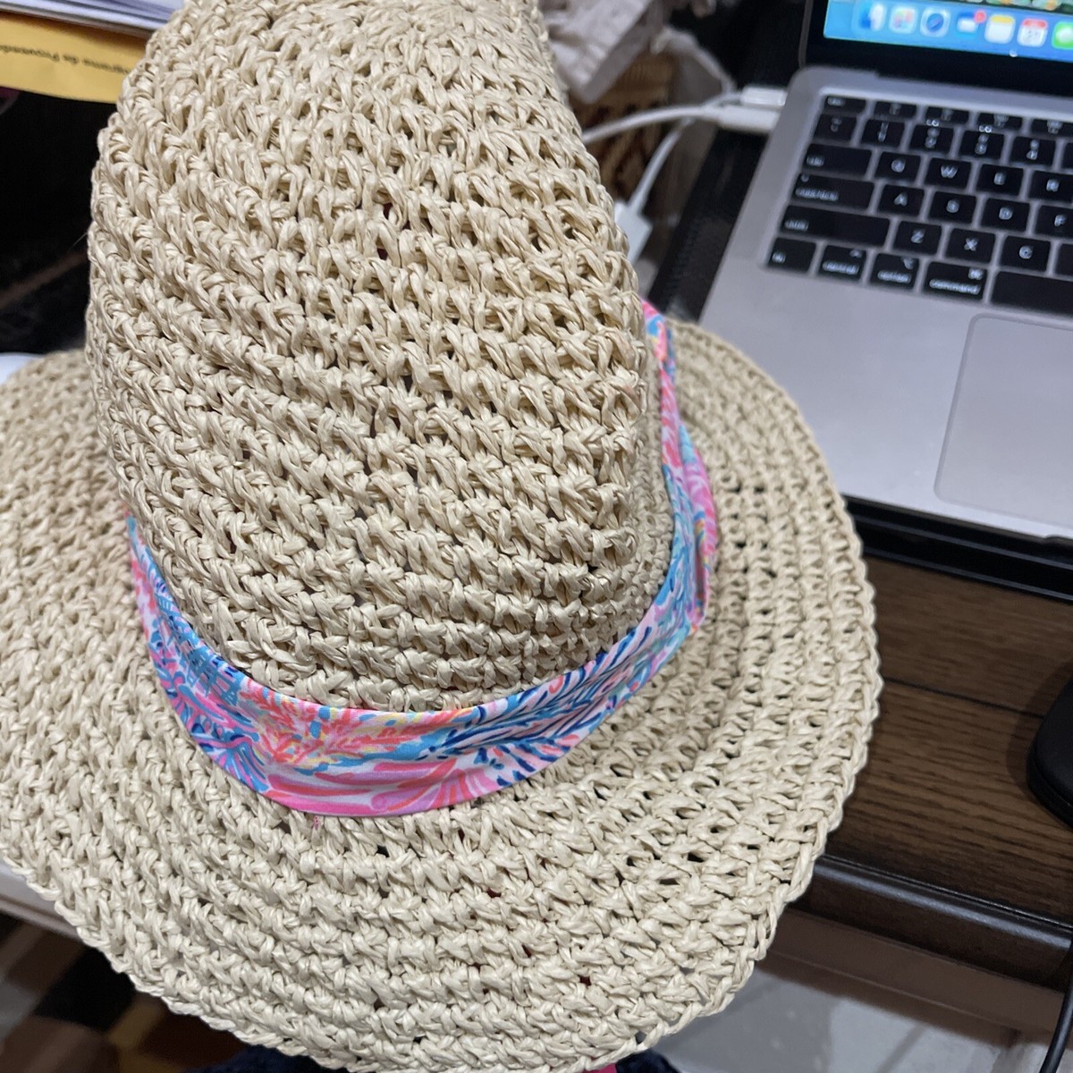 NWT Lilly Pulitzer Tropical Bucket Straw Hat Splashdance Women Vacation Beach Darbie Straw Hat | Natural | Lilly Pulitzer main image 2