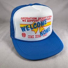 Vintage Operation Desert Storm Hat Mens One Size Blue Trucker Cap Welcome Home