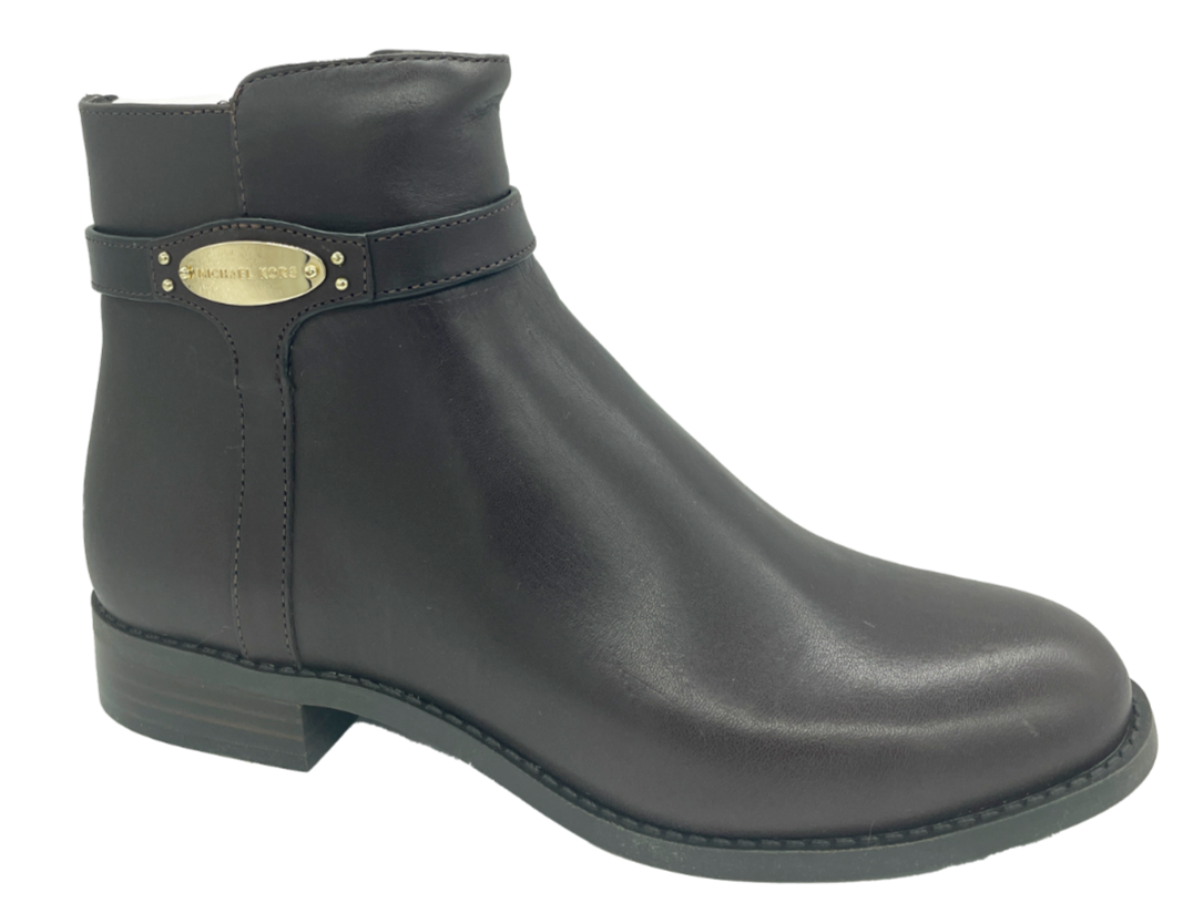 Michael Kors Finley Chocolate Brown Flat Bootie Ankle Boots  display picture 1