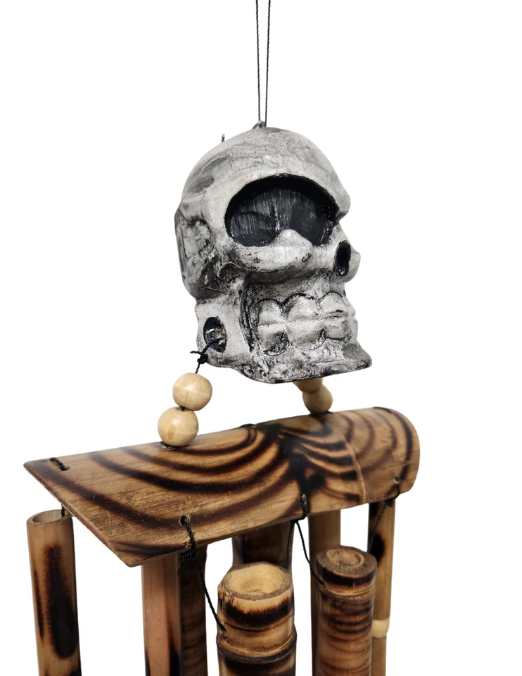 ESQUELETO Hermoso Carillón de Viento de Bambú Exterior Jardín Lanai Decoración Sonido Musical Foto 2 de 4