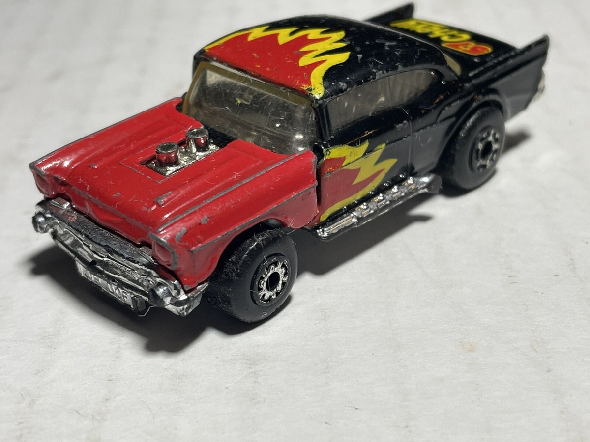 Vintage 1979 Matchbox Superfast '57 Chevy Red & Black Flames Hood