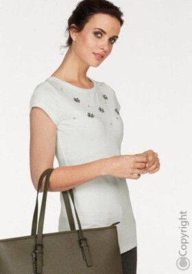 Laura Scott Damen Shirt Bluse Pailletten offwhite Gr. 36 38 40 42 