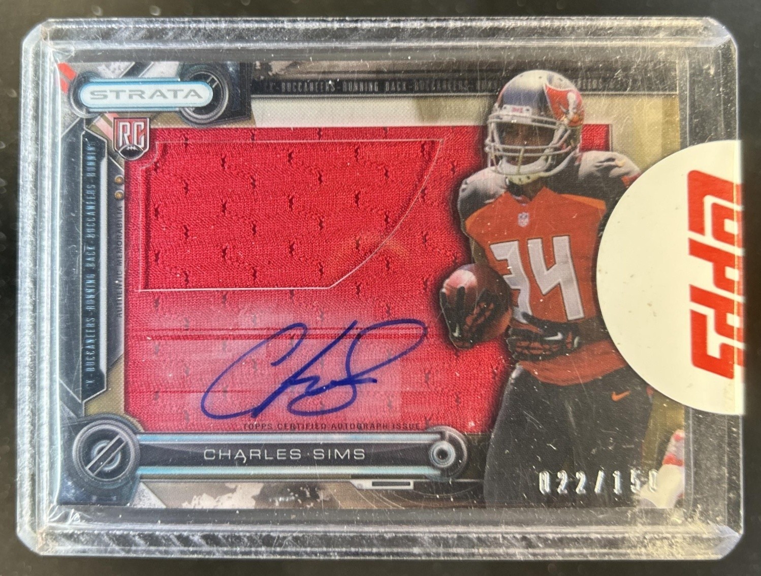 Charles Sims Topps Strata Clear Cut Autograph Rookie Relic #CS Bronze