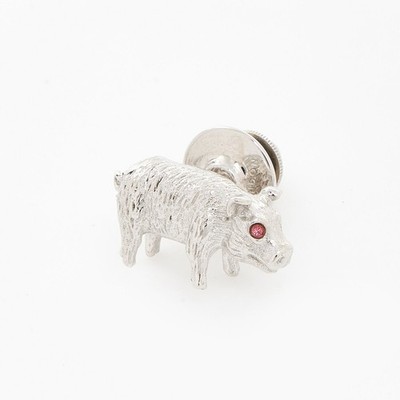 Tateossian Schwein Motiv Anstecknadel Silber Messing Rhodium Swarovski ACC1238
