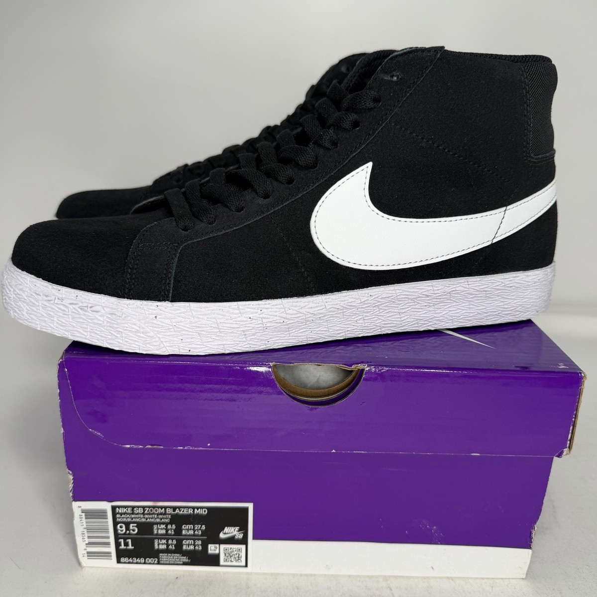 Nike SB Zoom Blazer Mid Black White Men's Sizes 864349-002 BRAND