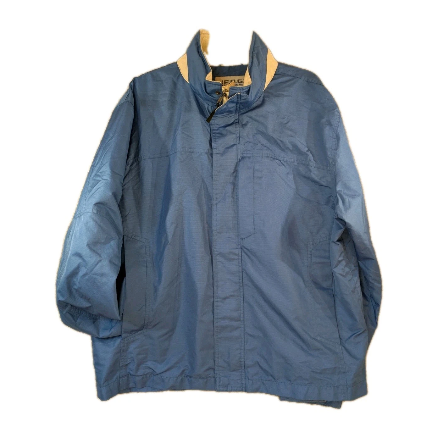 London Fog Men’s Large Blue Windbreaker Jacket 90s Zip Front Chest Pocket