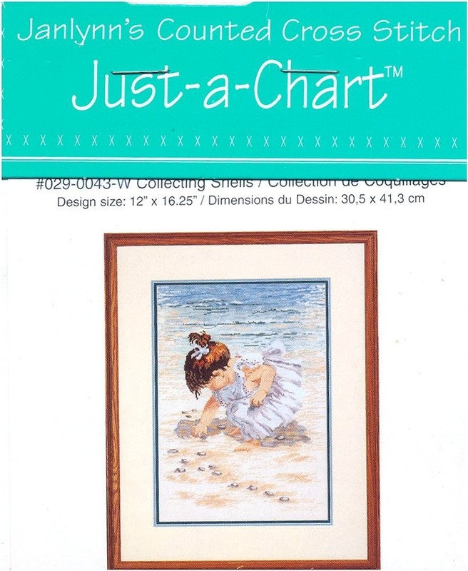 Janlynn Just-a-Chart COLLECTING SHELLS Cross Stitch Pattern little girl / beach
