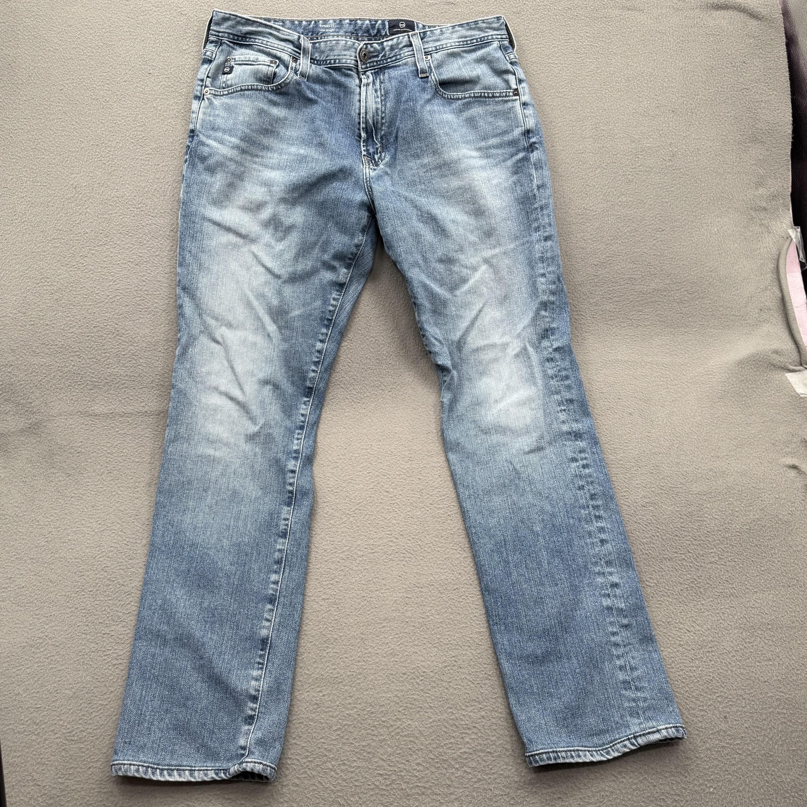 AG Adriano Goldschmied Everett Jeans Mens 33x32 Light Wash Blue Slim Straight