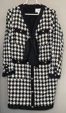 Pomander Place Tuckernuck Houndstooth Coco Tweed Bow Dress - Size Large
