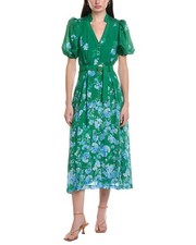 Maison Tara Printed Voile Short Sleeve Midi Dress Women's