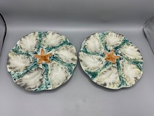 Set 2 Oyster Plate Vintage Pottery Barn Majolica Portugal 9-3/4 Starfish READ