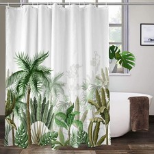 Green Tropical Tree Palm Leaves Shower Curtain 72x72 Inch Washable Fabric