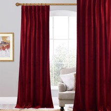 StangH Red Theater Curtains Back Tab Soft Velvet Thermal Insulated Room Divider