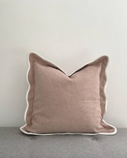 Dusty Pink Scalloped Edge Cushion 45x45cm with 100% Duck Feather Inner Pad