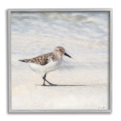 Stupell Industries Sandpiper Bird Stepping Beach Sand Framed Wall Art, Design...