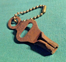 Vintage Retro Metal Wheels Roller Skates Adjust KEY Keyring Fob w/ Ball Chain