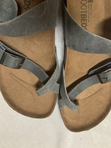 White Mountain Footbed Gracie Sandals Leather Slip On Blue Size 8 - Picture 9 of 14