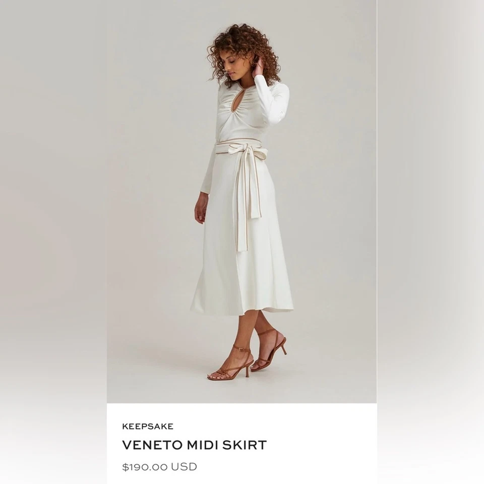 NWT Keepsake The Label Veneto Midi Wrap Skirt Cream Size Medium (US 6 AUS 10) - image 3 of 4