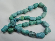 15 1/2" Strand Turquoise Nugget Stone Beads 12.5-15mm Long A28 DNG